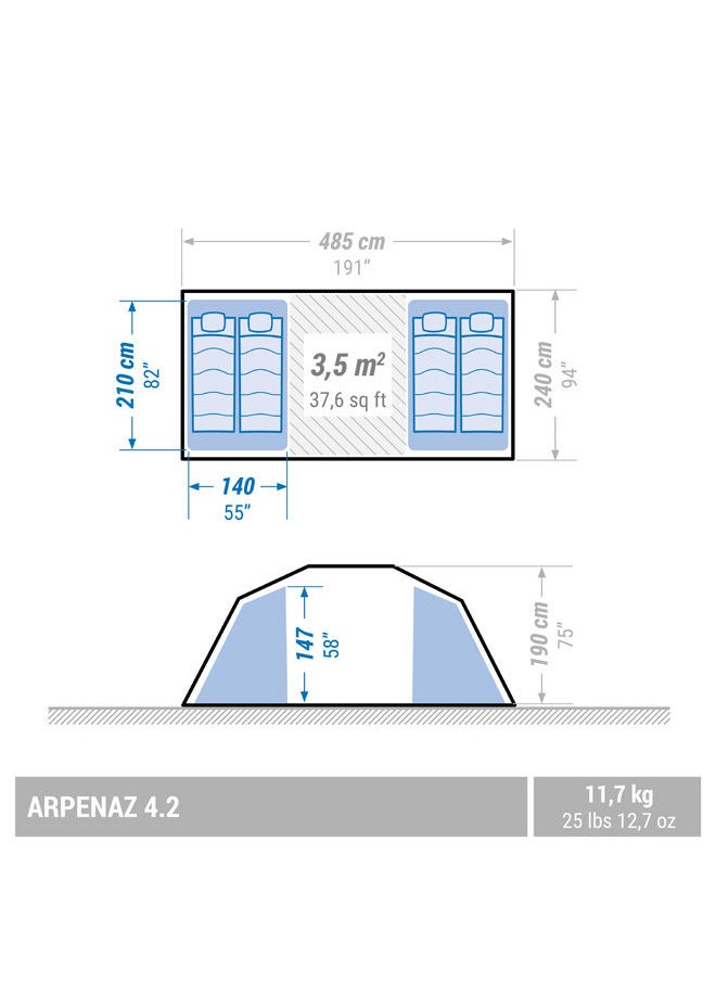 كيتشوا خيمة قوسية - Arpenaz 4.2 - تكفي 4 أشخاص - بغرفتين  - Image 4