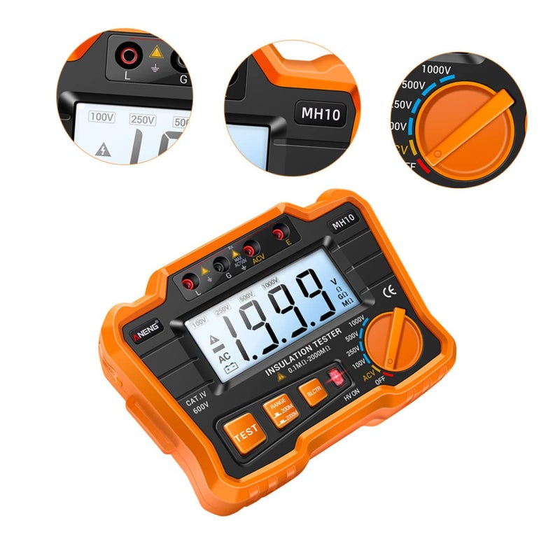 Digital Insulation Tester Megohmmeter 1000V LCD Backlight Auto Voltage Release - Image 3