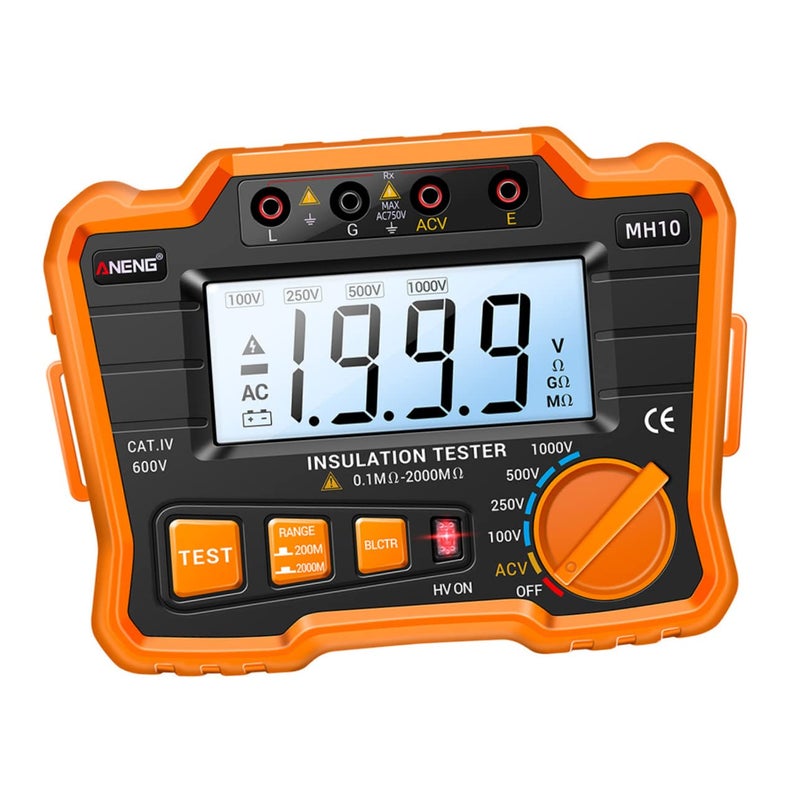 Digital Insulation Tester Megohmmeter 1000V LCD Backlight Auto Voltage Release - Image 2