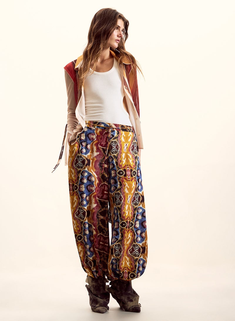 DESIGUAL Palazzo-Cut Pants Made Of Fluid Fabric With An Ethnic-Style Print - Image 1