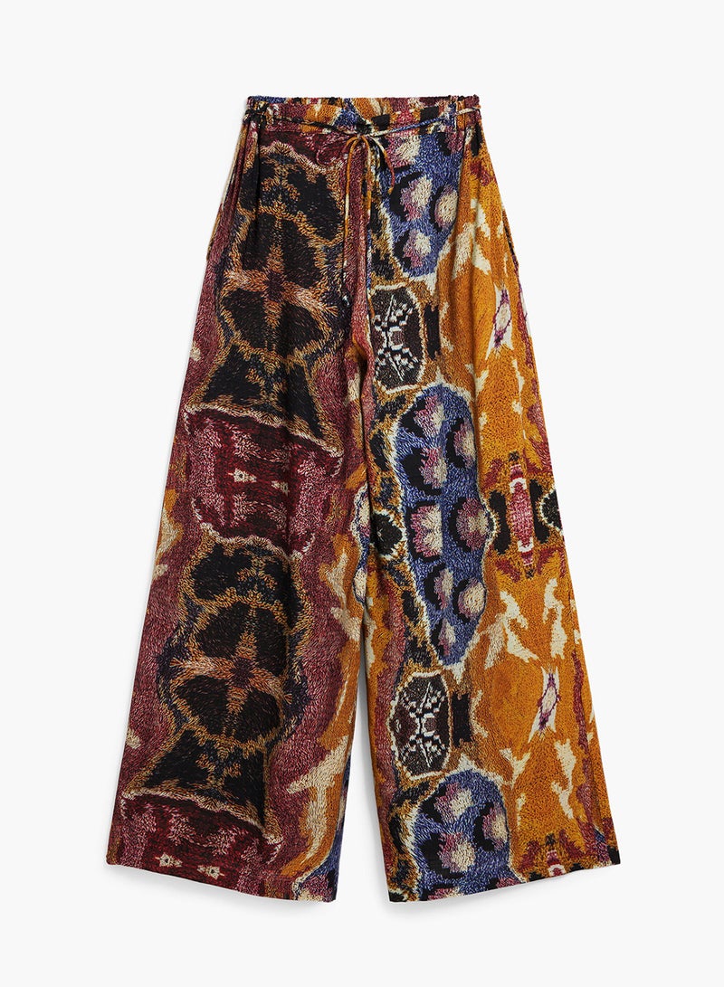 DESIGUAL Palazzo-Cut Pants Made Of Fluid Fabric With An Ethnic-Style Print - Image 4