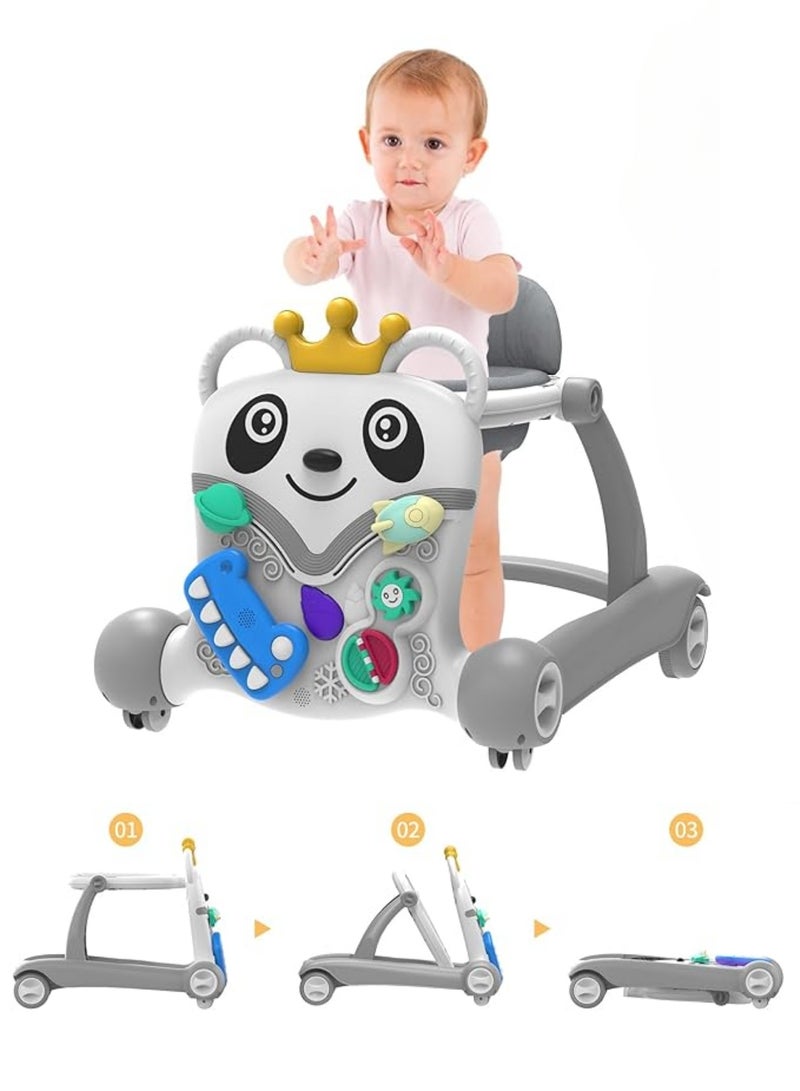 3 in 1 Baby Walker, Baby Push Walker, Foldable Baby Walker with Music, Steering Wheel, Walking Toys for Boys and Girls