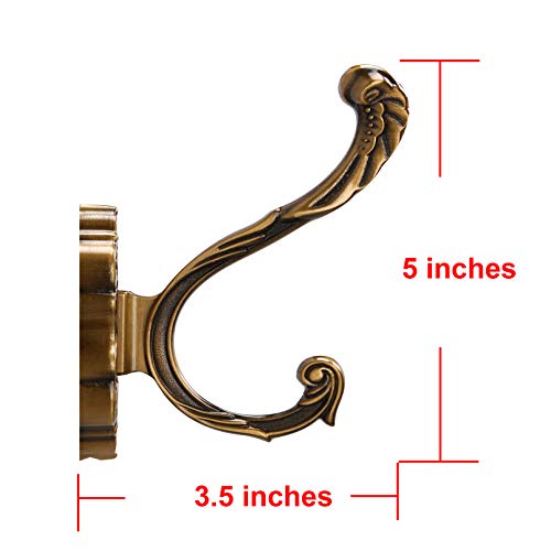 SDH Antique Brass Coat Hooks Heavy Duty Wall Mounted Vintage Decorative for Coats Towels Keys Purse Rust Resistant Easy Installation Kit Included Pack of 4 - Image 3