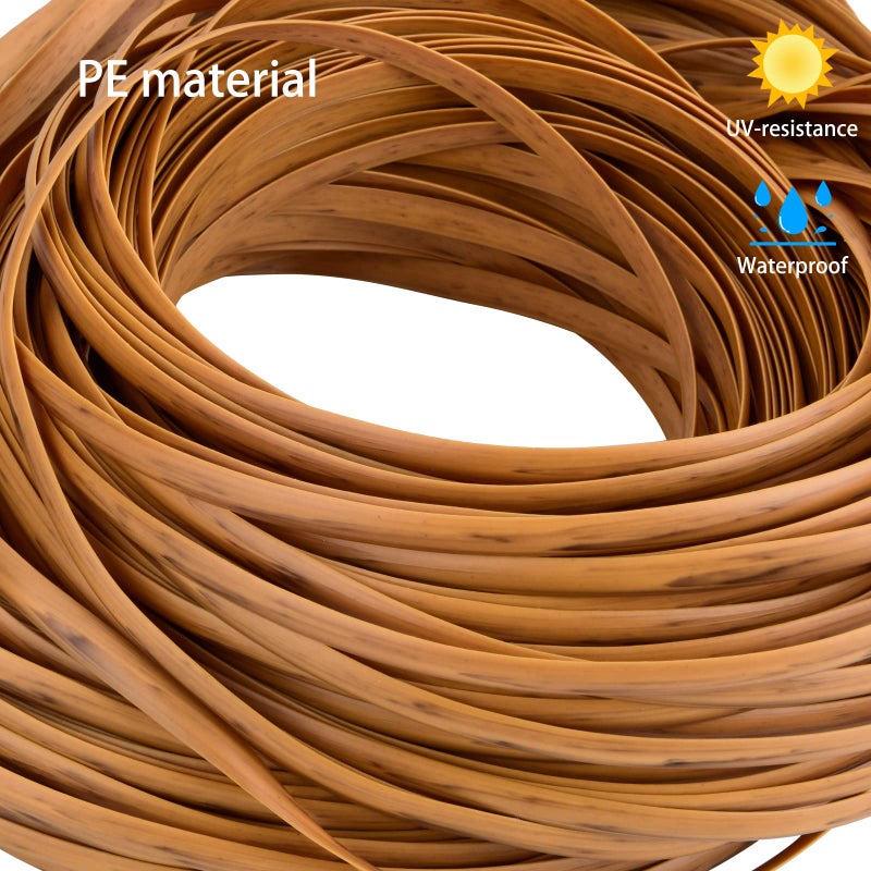 Feyart 7Mm 80M/262Ft Light Wood Grain Pe Rattan Strip For Outdoor Rattan Furniture Repair  Plastic Wicker For Patio Furniture Restore - Image 2