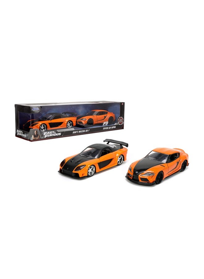 Jada Toys مجموعة سيارات داي كاست توين باك من فاست آند فيوريوس 1:32 - مازدا RX-7 و تويوتا GR سوبرا، ألعاب للأطفال والبالغين - Image 1