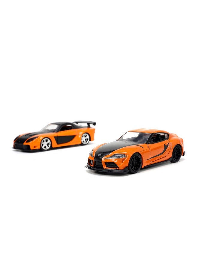 Jada Toys مجموعة سيارات داي كاست توين باك من فاست آند فيوريوس 1:32 - مازدا RX-7 و تويوتا GR سوبرا، ألعاب للأطفال والبالغين - Image 4