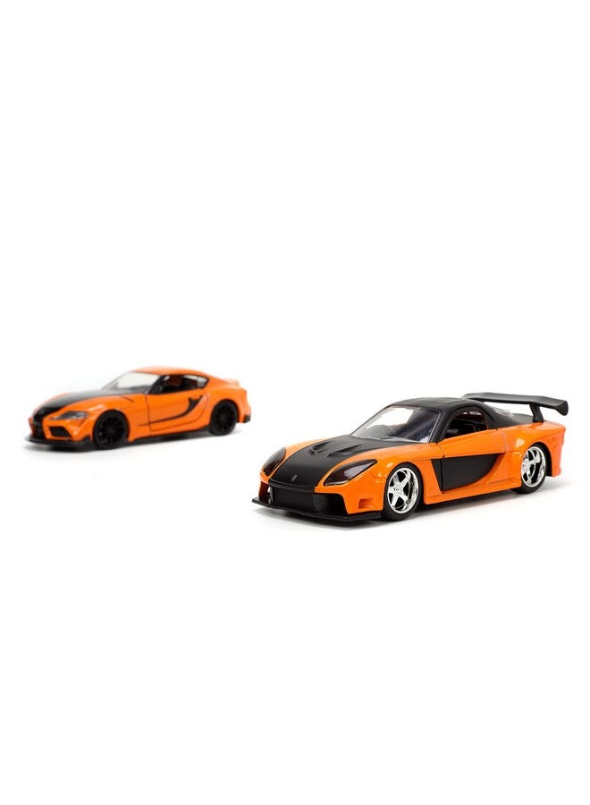 Jada Toys مجموعة سيارات داي كاست توين باك من فاست آند فيوريوس 1:32 - مازدا RX-7 و تويوتا GR سوبرا، ألعاب للأطفال والبالغين - Image 3