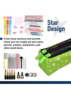 Kuber Industries Kuber Industries Pencil Pouch | Rexine Stationary Pouch | 2 Zipper Pencil Utility Pouch | Pen-Pencil Box for Kids | Star Pencil Pouch | Pack of 2 | Multi, Assorted  - Image 5