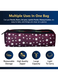 Kuber Industries Kuber Industries Pencil Pouch | Rexine Stationary Pouch | 2 Zipper Pencil Utility Pouch | Pen-Pencil Box for Kids | Star Pencil Pouch | Pack of 2 | Multi, Assorted  - Image 4