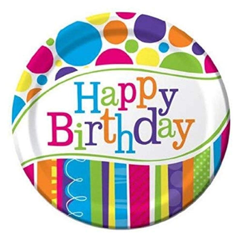 Creative Converting 8 Count Bright and Bold Happy Birthday Dessert Plates - Image 3