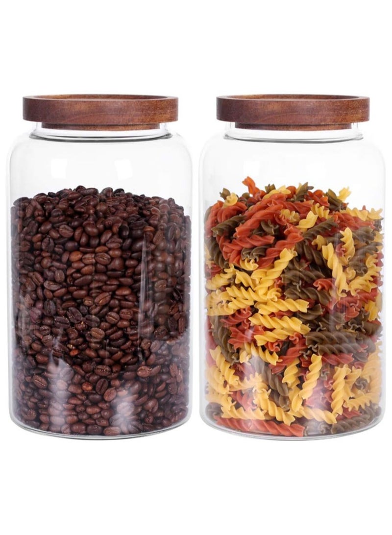 AUTOYSUR 2pc Airtight Glass Storage Jar with Acacia Wood Air-tight Lid,Borosilicate Glass Kitchen Canisters,Glass Canister for Kitchen,Pantry Organization,Ideal for Coffee,Nuts,Cookie(3000ml*2)  - Image 5