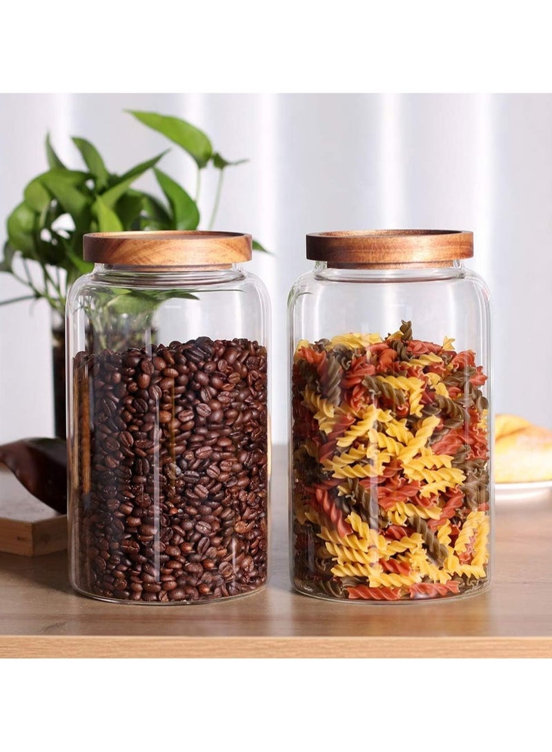AUTOYSUR 2pc Airtight Glass Storage Jar with Acacia Wood Air-tight Lid,Borosilicate Glass Kitchen Canisters,Glass Canister for Kitchen,Pantry Organization,Ideal for Coffee,Nuts,Cookie(3000ml*2)  - Image 3
