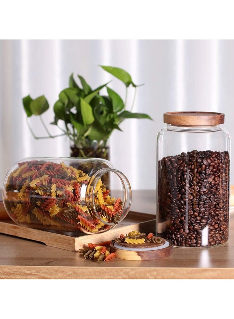 AUTOYSUR 2pc Airtight Glass Storage Jar with Acacia Wood Air-tight Lid,Borosilicate Glass Kitchen Canisters,Glass Canister for Kitchen,Pantry Organization,Ideal for Coffee,Nuts,Cookie(3000ml*2)  - Image 4