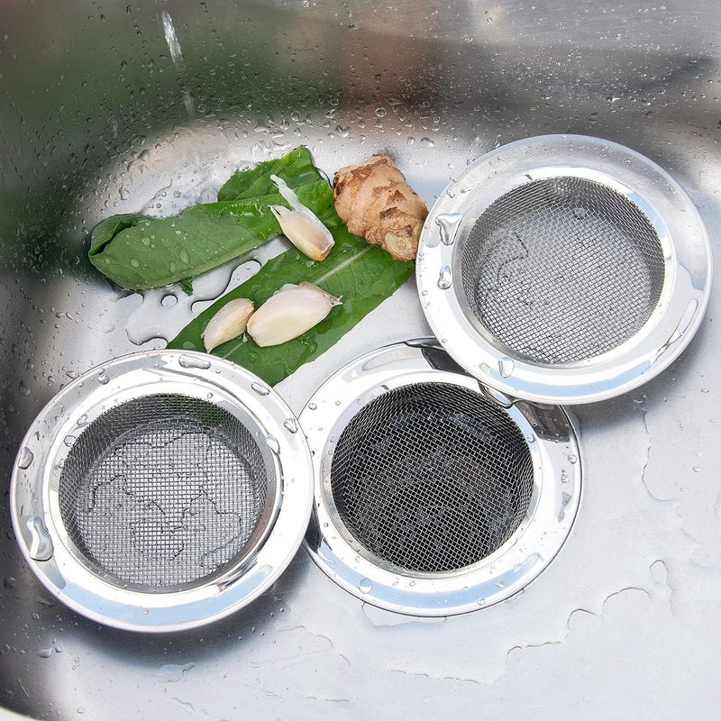 CORNERJOY 2PCS Kitchen Sink Strainer-Stainless Steel Mesh Drain Strainer,Large Wide Rim 4.5" Diameter - Image 4