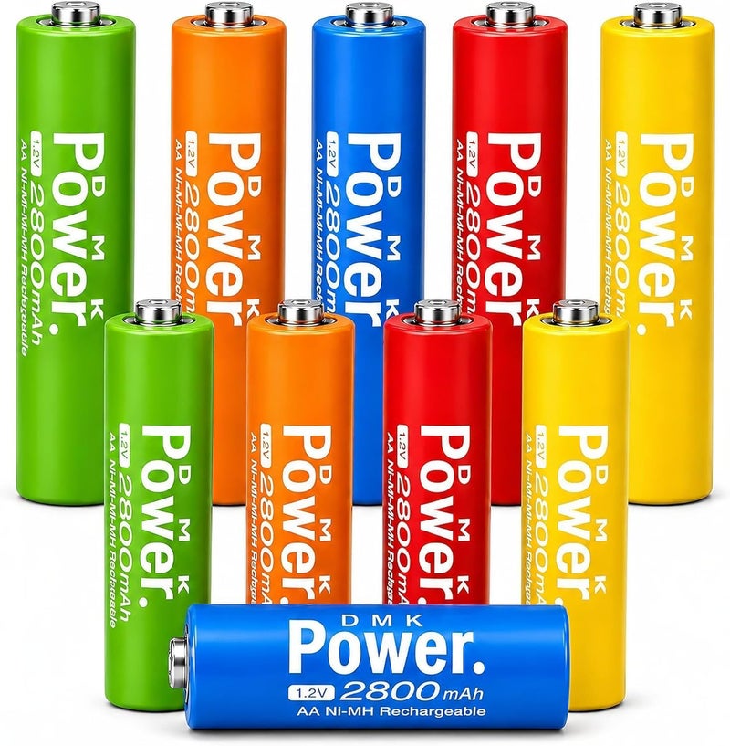DMK Power Rechargeable AA Batteries,2800mAh High Capacity Batteries 1.2V NiMH Low Self Discharge (MIXED, 10 PIECES) - Image 1