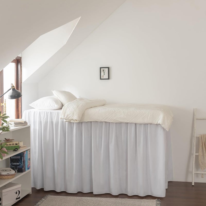 Dorm Room Bed Skirt Twin XL - College Dorm Bed Skirt - Extra Long Dorm Room Bed Skirt 46 Inch Tailored Drop - 100% Microfiber Dorm Room Bedskirts - College Dorm Bed Skirt - White, Twin-XL /46 Drop - Image 3