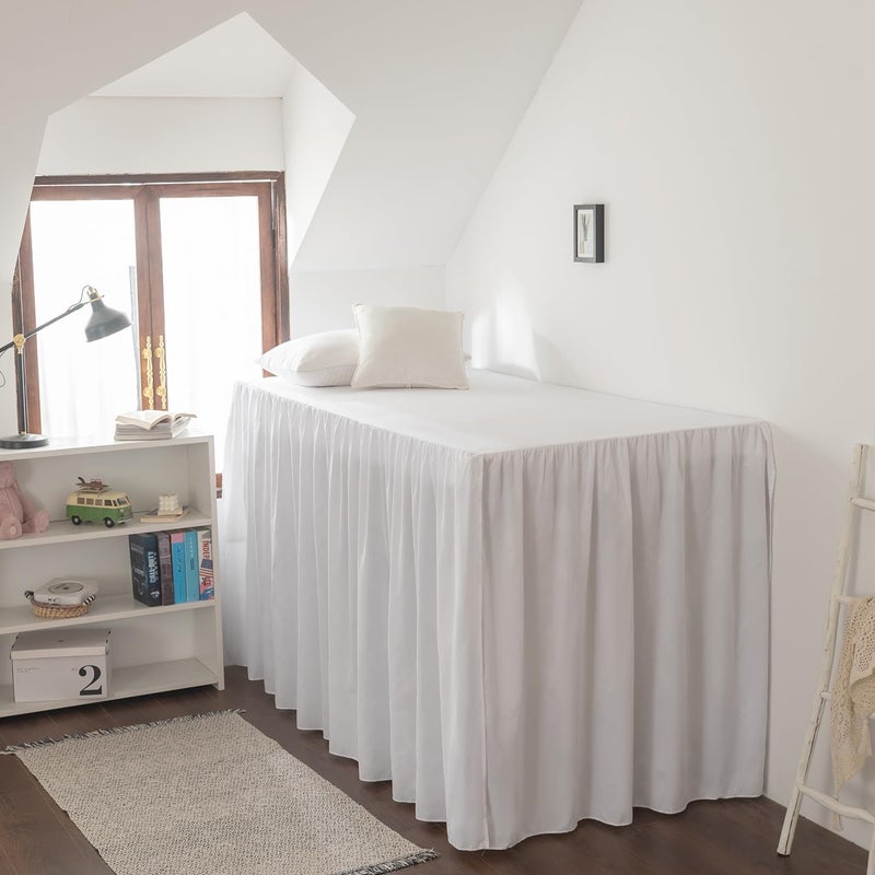 Dorm Room Bed Skirt Twin XL - College Dorm Bed Skirt - Extra Long Dorm Room Bed Skirt 46 Inch Tailored Drop - 100% Microfiber Dorm Room Bedskirts - College Dorm Bed Skirt - White, Twin-XL /46 Drop - Image 1