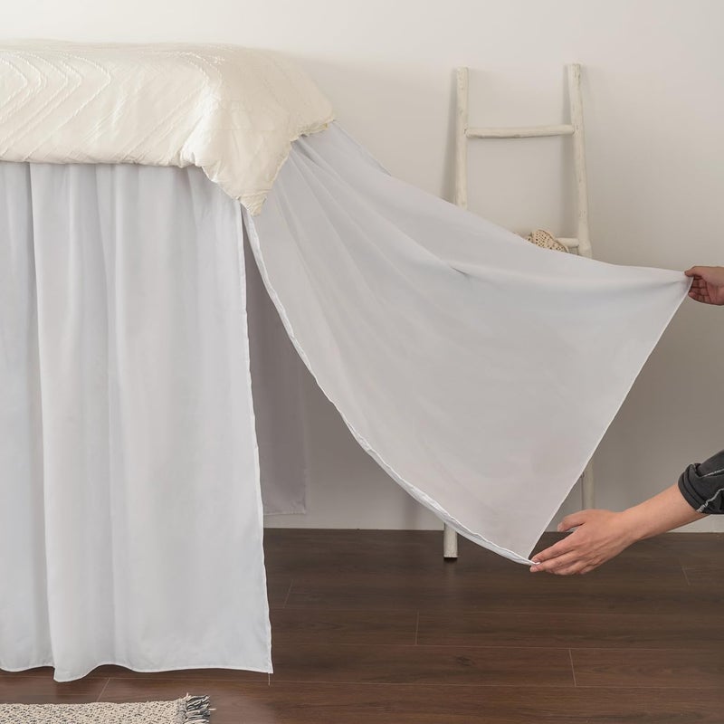 Dorm Room Bed Skirt Twin XL - College Dorm Bed Skirt - Extra Long Dorm Room Bed Skirt 46 Inch Tailored Drop - 100% Microfiber Dorm Room Bedskirts - College Dorm Bed Skirt - White, Twin-XL /46 Drop - Image 2
