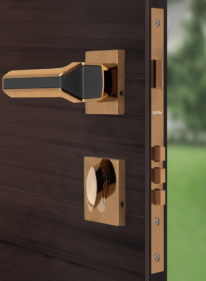 Plantex Brass, Zinc Mortise Door Lock For Main Door/Premium Handle Lock Set For Home With 3 Years Warranty (Rose Gold & Black) - Image 4