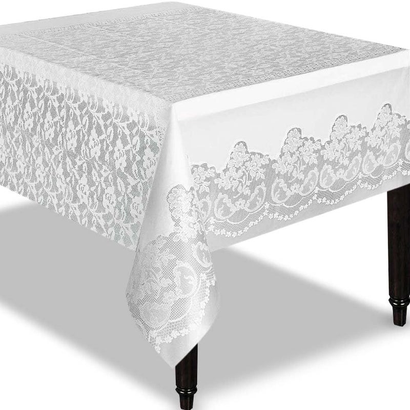 Unique White Lace Rectangular Plastic Table Cover  54 x 108 1 Count  Premium Quality Reusable Waterproof Elegant  Chic Design  Perfect For Parties Weddings  Banquets