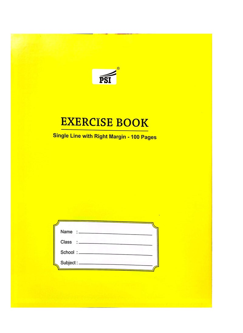 Psi 6-Piece Single Line Exercise Book With Right Margin 100 Pages Yellow  - Image 2