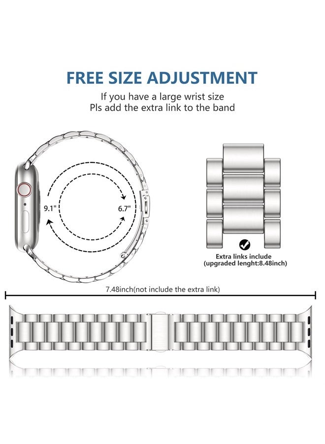 Lerobo Compatible for Apple Watch Band 40mm 41mm 38mm 42mm 44mm 45mm,Solid Stainless Steel Metal iwatch Bands with 2 Pack Protective Cases for iWatch Series 8 7 6 5 4 3 2 1 SE/SE2 Men Women Starlight - Image 4