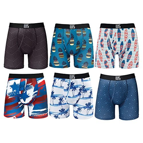 Warriors & Scholars | Boxer Briefs With Pouch | Mens boxer briefs | Boxer briefs for men pack of 6 | Printed Mens underwear, Pack Am115fbp, Large - Image 1