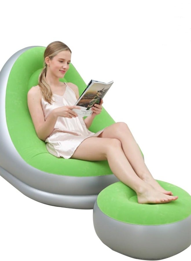 Inflatable sofa, PVC plush carpeted recliner sofa with footrest, set of sofa for lazy people, sofa for lazy reclining position - Image 5