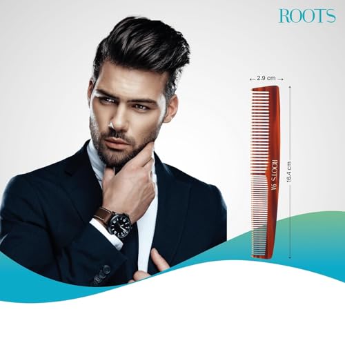 ROOTS Classic Comb | Dual Teeth For Styling & Detangling | Rounded Teeth prevent Hair damage | For Women with Straight, Long, silky, Wavy Hair | Wet & Dry use | Length - 6.4 Inch | Model No - 9A - Image 4