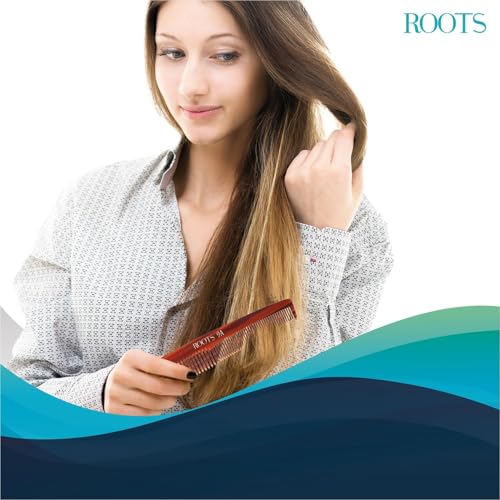 ROOTS Classic Comb | Dual Teeth For Styling & Detangling | Rounded Teeth prevent Hair damage | For Women with Straight, Long, silky, Wavy Hair | Wet & Dry use | Length - 6.4 Inch | Model No - 9A - Image 3