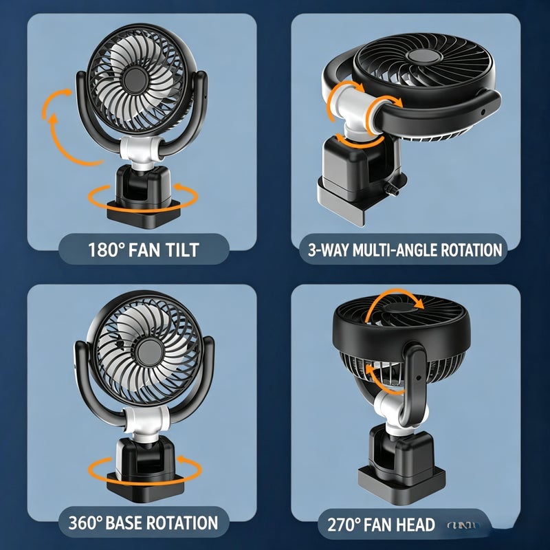 Car Dual-Head USB Fan 12V/24V 3-Speed Adjustable - Image 4
