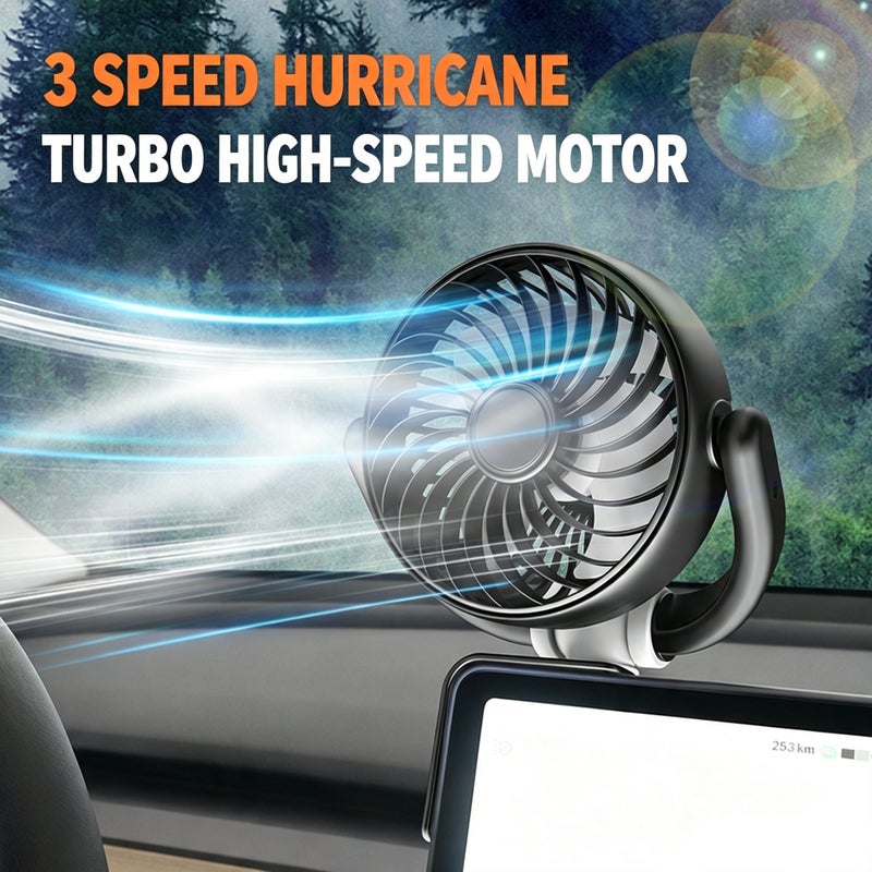 Car Dual-Head USB Fan 12V/24V 3-Speed Adjustable - Image 2