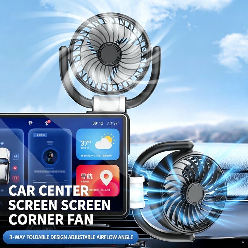 Car Dual-Head USB Fan 12V/24V 3-Speed Adjustable - Image 1