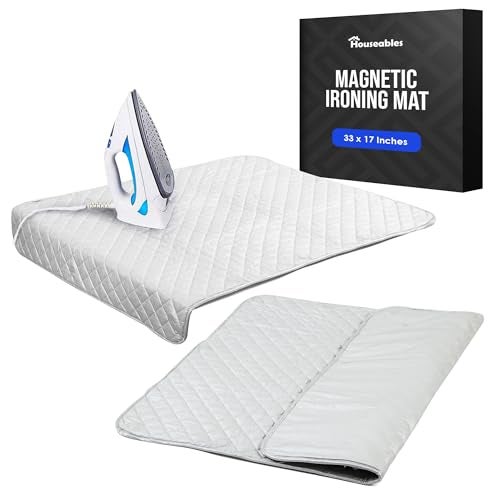 Houseables Ironing Mat, Ironing Pad, Iron Mat, Iron Pad, Dryer Top Protector, Magnetic, Portable, Blanket Cover for Table Top, Countertop, Washer, Travel Board, Quilting, Cloth, Wide, Thick, 33 x 17 - Image 1