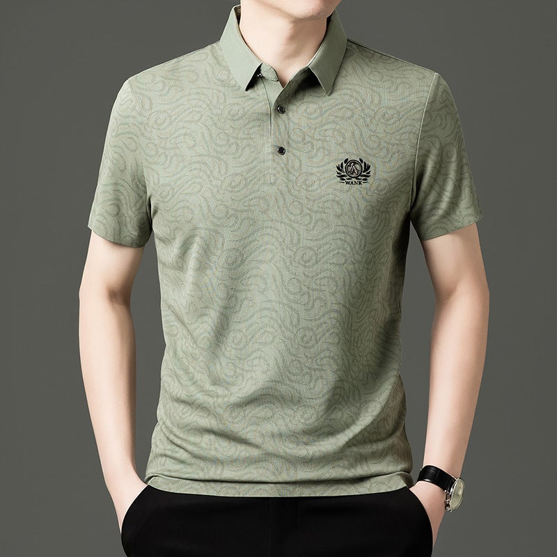Men's Seamless Short Sleeve Polo Shirt Summer Casual Ice Silk Collar Top - Image 2