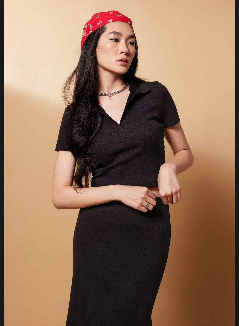 DeFacto Woman Fitted Polo Neck Knitted Short Sleeve T-Shirt