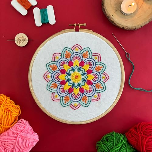 KNOT YOUR TYPE Cotton Mandala DIY Embroidery Kit | Hand Embroidery Kit with All Stitching Materials | Perfect Art & Craft Gift Set, Stitching Kit for Adults, Blue - Image 4