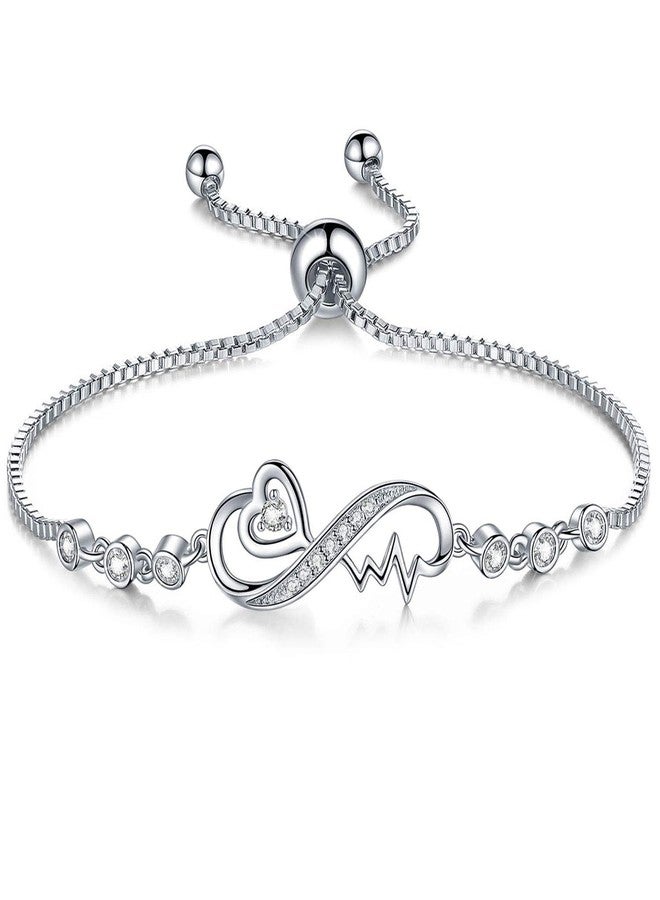 DESIMTION Infinity Heartbeat Adjustable Bracelet for Women,Birthday Gifts for Her,Valentines Day Gifts for Girlfriend ,Wife,Mom - Image 1