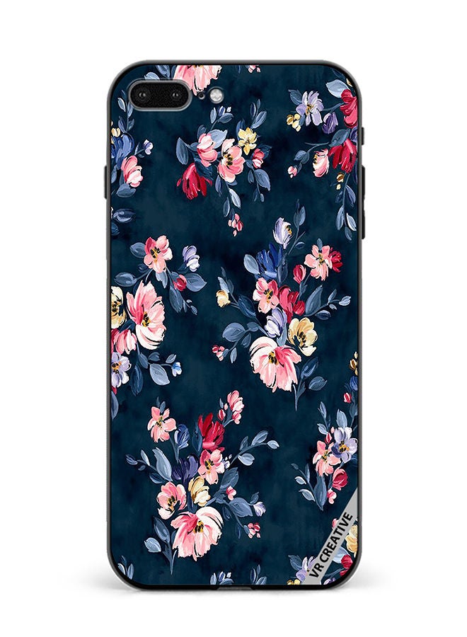 VR CREATIVE Protective Case Cover For Apple iPhone 7 Plus/8 Plus A Navy Floral Print With Brightly Coloured Pink And Yellow Flowers On It Design Multicolour - Image 1
