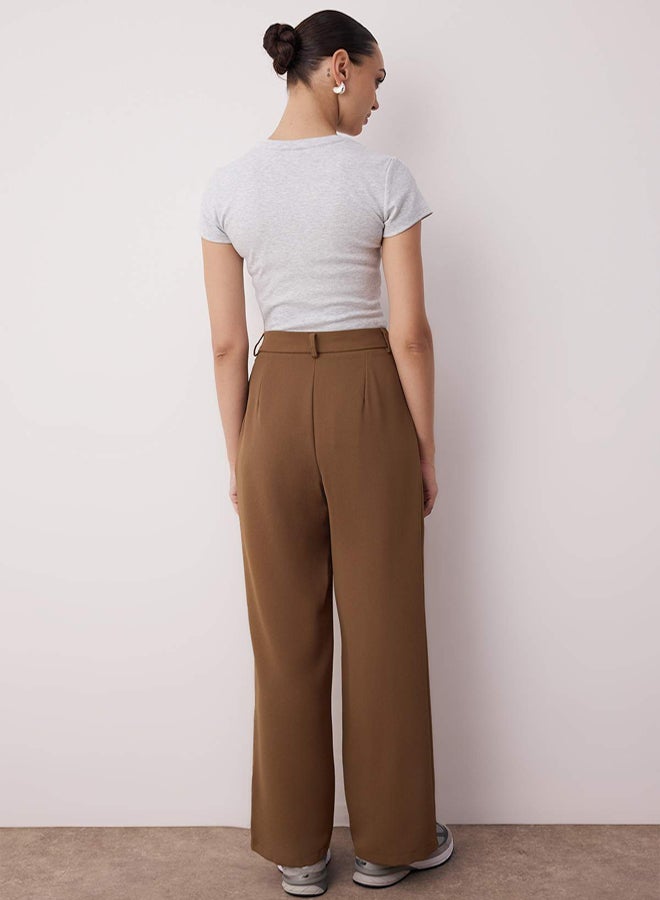 trendyol Khaki Wide Leg/Wide Leg Woven Fabric Trousers TWOAW22PL0263 - Image 4