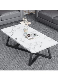 NKX White Marble Stone Top Sleek Design Coffee Table For Modern Living Room Sofa Table 120 CM  - Image 2