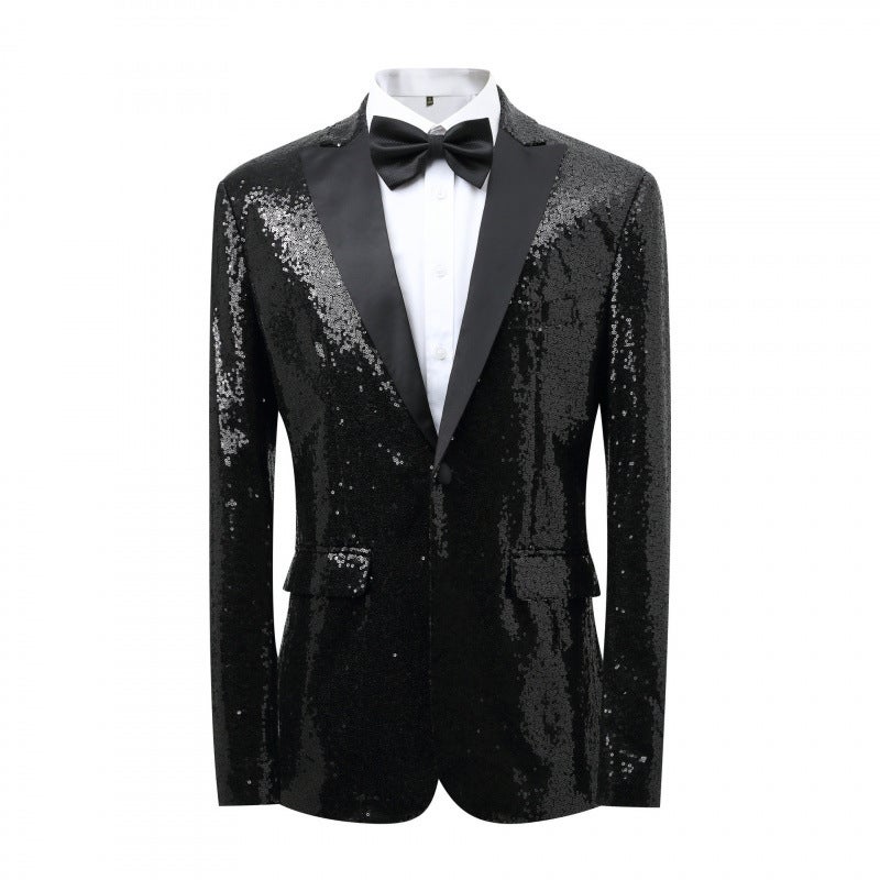 2024 Export Men'S Casual Suit 2-Piece Sequined Suit With Bow Tie Emcee Evening Dress - Image 1