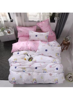 AL RAID 4-Piece Kids Single Size Bed Sheet Set - Fun Themed Designs Single Size Bedding Set Include Duvet Cover with 2 Pillowcases and Fitted Sheet 160x210cm 