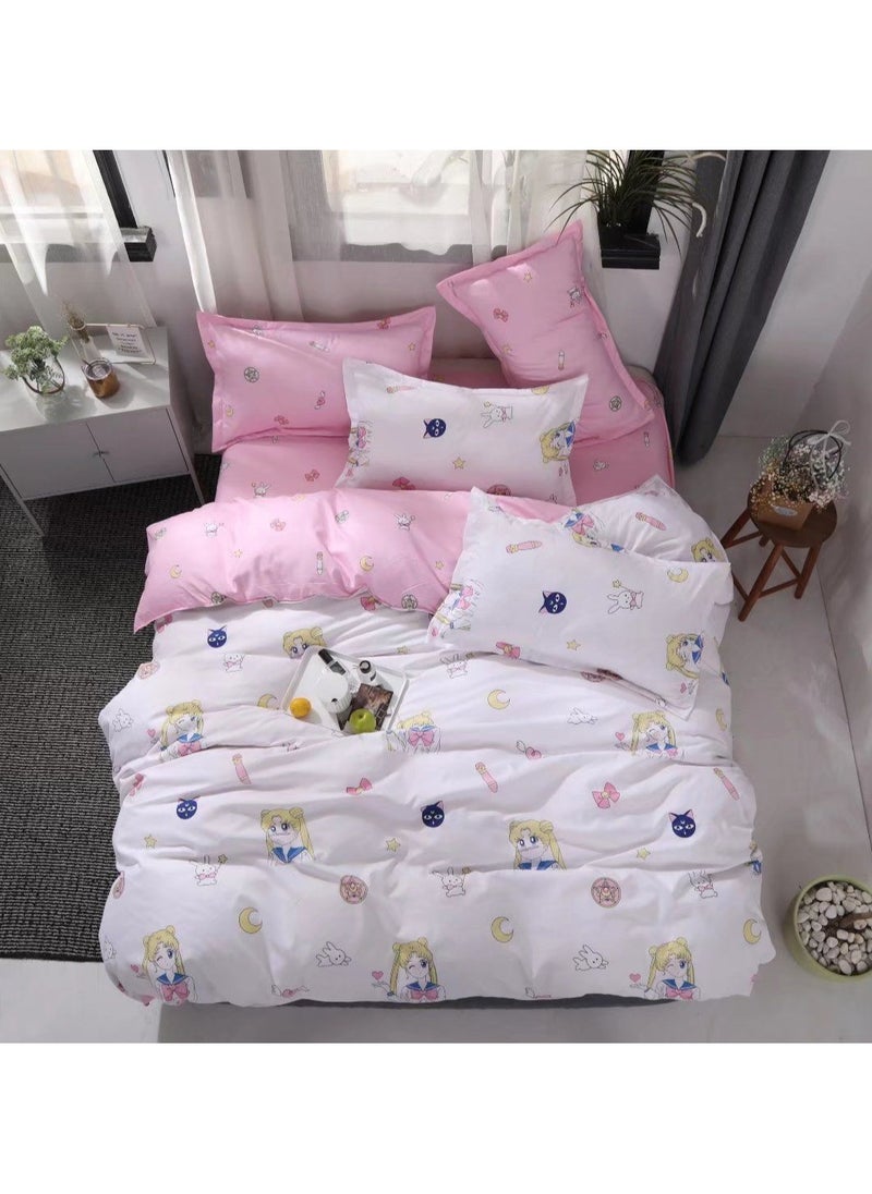 AL RAID - 4-Piece Kids Single Size Bed Sheet Set - Fun Themed Designs Single Size Bedding Set Include Duvet Cover with 2 Pillowcases and Fitted Sheet 160x210cm - Image 1