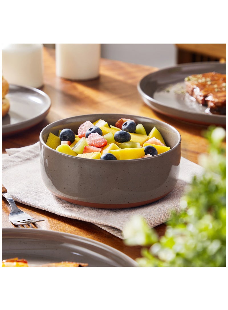 مجموعة عشاء من 12 قطعة من سيراميك حجري، تشمل أطباق عشاء وأطباق حلوى وأوعية، ل4 أشخاص، سطح مطلي بالسمسم - Image 5