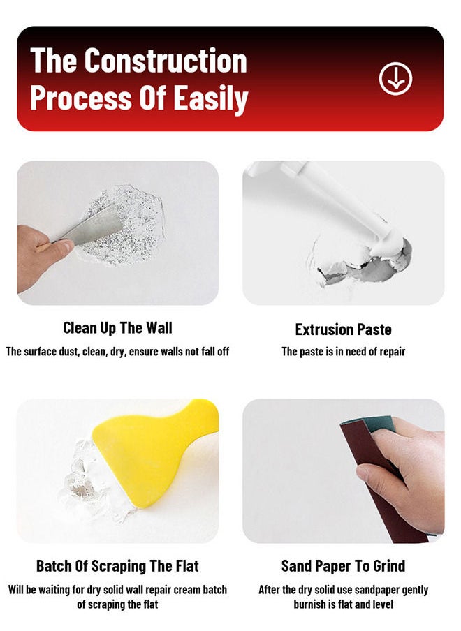 ASHILE Drywall Patch Repair Kit with Scraper Wall Spackle Repair Paste Wall Mending Agent Fill The Holes for Home Wall Plaster Dent Easy Solution  - Image 5