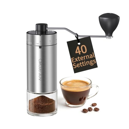 CircleJoy CIRCLE JOY Mini Manual Coffee Grinder with 40 External Adjustable Settings and Ceramic Conical Burr, Portable Stainless Steel Hand Coffee Grinder for Home and Travel - Image 1