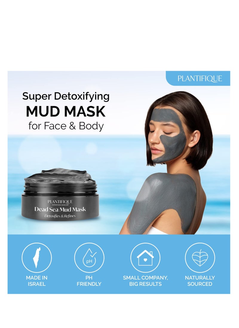 Plantifique - PLANTIFIQUE Dead Sea Mud Mask for Face Body Care with Hyaluronic Acid for Women and Men - Pore Minimizer Skin Care - Deep Cleansing Skin Purifying Face Mask for Blackheads Oily Skin - 8.1oz/240g - Image 1
