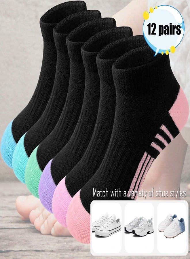 Bemeol Girls Socks 12 Pairs Ankle Socks Girls Athletic Cotton Sports Socks Low Cut Socks For Little Big Kids(7-10 Years) - Image 4