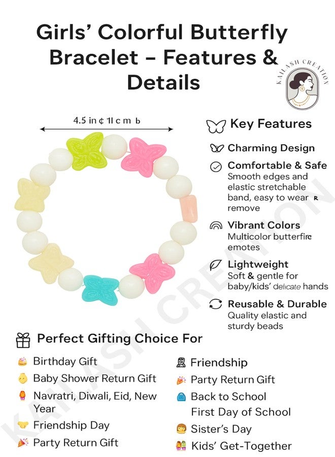 Kailash Creation Kids Girls Colorful Butterfly Cute Beaded Bracelet - Stretchable Elastic Hand Accessory for Birthday, Party & Daily_Wear Stylish | Anti Tarnish Bracelets (Butterfly, Pack of 8) - Image 3